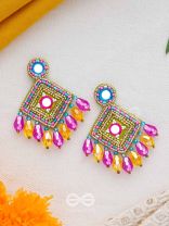 VARNARANGINI - COLORFUL BEAUTY - MIRROR, BEADS AND CUT DANA EMBROIDERED EARRINGS