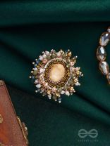 PRAKHYAATI - THE ILLUMINATING CRYSTAL - STONE AND BEADS EMBROIDERED RING (MULTICOLOR)