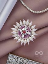 AGALITA - THE FLORAL UNVEILING- STONES AND PEARLS EMBROIDERED RING (PINK & WHITE)