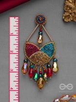 AMOHA - THE MESMERISING TWILIGHT - GLASS DROPS, STONE, CUTDANA AND BEADS EMBROIDERED EARRINGS (MULTICOLOR)