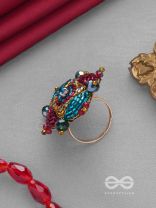 Vilasata - The Radiant Charm - Beads And Cutdana Hand Embroidered Ring