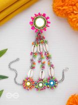 Sudarpana - Colorful Reflection - Resham, Shells And Beads Hand Embroidered Haathphool