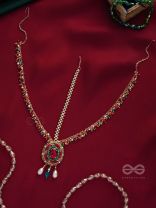 MADHUVARDHA - A RED CLOUD - STONE AND BEADS EMBROIDERED MAANGTIKA