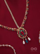 MADHUVARDHA - A RED CLOUD - STONE AND BEADS EMBROIDERED MAANGTIKA