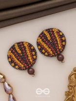 Mrdu - The Soft Nuance - Resham And Cutdana Hand Embroidered Earrings (Brown)