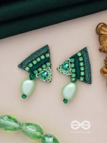 UDBHID - THE SPROUTING VITALITY - SEQUINS AND BEADS EMBROIDERED EARRINGS (GREEN)