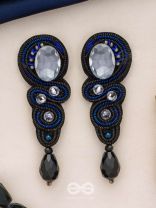 Vartulya - The Curvaceous Beauty - Stone, Beads And Sequins Hand Embroidered Earrings