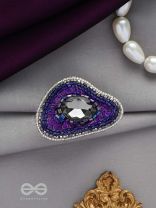 ANAVRITI - THE UNFURLING ELEGANCE - STONE, SEQUINS AND BEADS EMBROIDERED RING (PURPLE)
