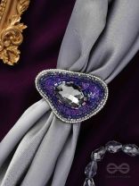 ANAVRITI - THE UNFURLING ELEGANCE - STONE, SEQUINS AND BEADS EMBROIDERED RING (PURPLE)