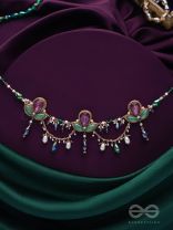 Aabharan - The Royal Ornament - Stones, Beads, Glass And Pearl Drop Embroidered Neckpiece With Anti-Tarnish Coating