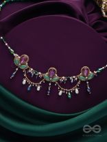 Aabharan - The Royal Ornament - Stones, Beads, Glass And Pearl Drop Embroidered Neckpiece With Anti-Tarnish Coating