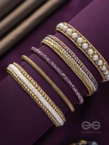AVIBHA - THE SHINY GALAXY - PEARLS, BEADS AND CUTDANA EMBROIDERED BANGLES (SET OF 5)