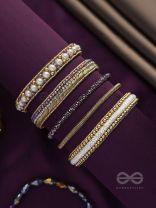 AVIBHA - THE SHINY GALAXY - PEARLS, BEADS AND CUTDANA EMBROIDERED BANGLES (SET OF 5)