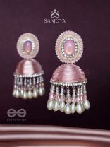 ADHAMA - THE BLUSHING RADIANCE - STONE, SEQUINS AND PEARLS EMBROIDERED EARRINGS
