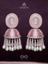 ADHAMA - THE BLUSHING RADIANCE - STONE, SEQUINS AND PEARLS EMBROIDERED EARRINGS