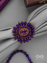 UDYOTINI - TWINKLING RADIANCE - STONE, BEADS AND GLASS DROPS EMBROIDERED RING (PURPLE)