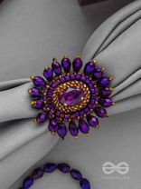 UDYOTINI - TWINKLING RADIANCE - STONE, BEADS AND GLASS DROPS EMBROIDERED RING (PURPLE)