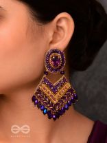 RATRIRAJA - THE DARK RADIANCE - STONE, GLASS DROP AND CUT DANA EMBROIDERED EARRINGS