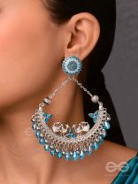 MYSTICAL PEACOCKS IN BLUE - EMBELLISHED OXIDISED EARRINGS