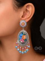 MANORAMVARNA - OF BEAUTIFUL COLORS - SEQUINS, BEADS AND PEARLS EMBROIDERED AND OXIDISED EARRINGS