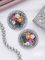 Varnin - The Spring Colors - Sequins, Beads And Stones Hand Embroidered Oxidised Earrings