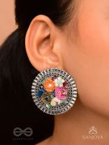 Varnin - The Spring Colors - Sequins, Beads And Stones Hand Embroidered Oxidised Earrings