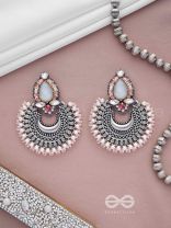 Chandrabhaas - Moon Like Appearance - Beads And Stones Hand Embroidered Oxidised Earrings