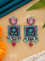 Dyuti - The Blooming Radiance - Stones, Cutdana And Beads Hand Embroidered Earrings (Multicolor)