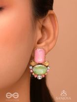 Varneeya - The Hued Jewels - Stones Hand Embroidered Earrings