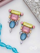 SHRITA - ADORNED WITH STONES - STONE, PEARLS AND GLASS DROP EMBROIDERED EARRINGS
