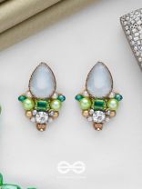 AVADANI - SOFT SILVER HUSH - STONES, BEADS AND PEARLS EMBROIDERED EARRINGS