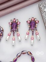 UTTARAVAIRI - THE DUSKY ELEGANCE - STONES, PEARLS AND BEADS EMBROIDERED EARRINGS