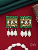 Kasisa - Scarlet's Secret Garden - Beads And Pearls Hand Embroidered Earrings