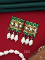 Kasisa - Scarlet's Secret Garden - Beads And Pearls Hand Embroidered Earrings