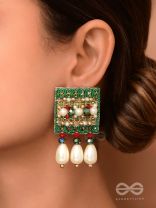 Kasisa - Scarlet's Secret Garden - Beads And Pearls Hand Embroidered Earrings