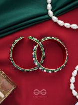 Parnaya - The Rosy Forest - Pearls, Cutdana And Beads Hand Embroidered Bangles (Set Of 2)