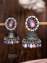  REGAL BLUSHIN' SKY - EMBELLISHED OXIDISED JHUMKA EARRINGS