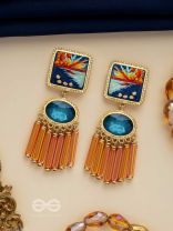 Ajyavari - The Seashore Sunshine - Resham And Stone Hand Embroidered Earrings