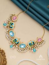 Vividhruma - Colorful Blossoms - Stones, Beads And Resham Hand Embroidered Neckpiece