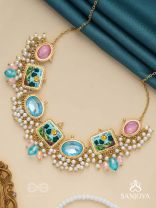 Vividhruma - Colorful Blossoms - Stones, Beads And Resham Hand Embroidered Neckpiece