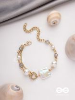 CLASSIC IVORY ALLURE - GOLDEN EMBELLISHED BRACELET WITH ANTI TARNISH COATING 