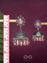A CORAL CRUSH - EMBELLISHED OXIDISED JHUMKA EARRINGS
