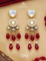 Prenkha - Scarlet Sways - Golden Embellished Polki And Kundan Earrings