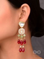 Prenkha - Scarlet Sways - Golden Embellished Polki And Kundan Earrings