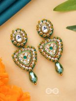 Atavika - The Mystic Glow - Beads, Polki And Kundan Finished Hand Embroidered Earrings