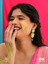 Atavika - The Mystic Glow - Beads, Polki And Kundan Finished Hand Embroidered Earrings