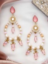 Uthila - Rosey Glow Gala - Golden Embellished Earrings