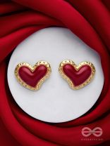 BEATS OF BEAUTY - GOLDEN EMBELLISHED EARRINGS (RED)