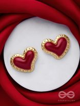 BEATS OF BEAUTY - GOLDEN EMBELLISHED EARRINGS (RED)
