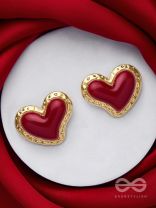 BEATS OF BEAUTY - GOLDEN EMBELLISHED EARRINGS (RED)